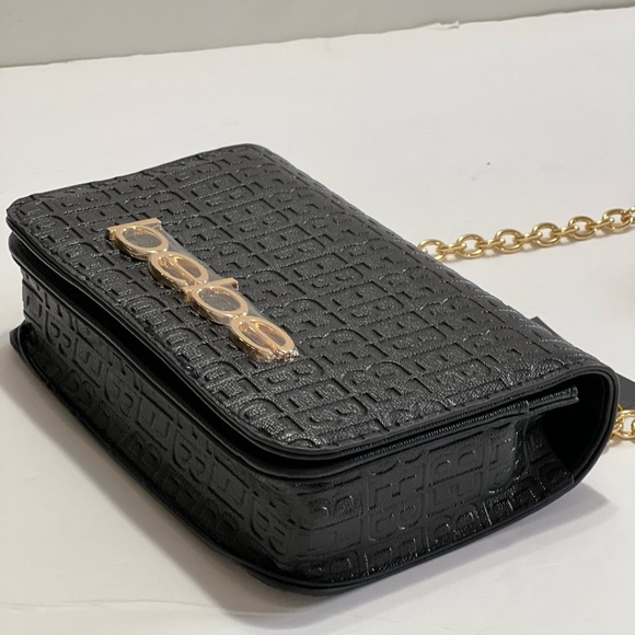 Bebe Womens shoulder strap bag Logo black Gold embossed celia Crossbody bag - Picture 5 of 13